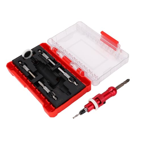 Itonash Countersink -Bohrer -Bit -Set, Einstellbare Tiefe mit Spiralflötendesign für Holzbearbeitung, Möbelherstellung, M2 HSS -Legierungstahl von Itonash