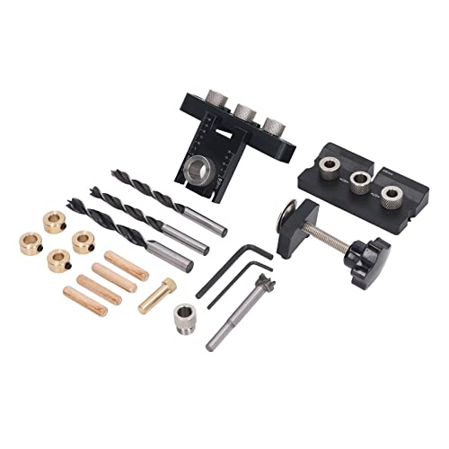 Itonash Doweling Jig -Bohrkit, Aluminiumlegierung Bohrtiefe Einstellbare Dübel -Bohranleitung mit 3 Bohrerbits 8 Mm 10 Mm 15 Mm für Genaues Lochstanzen von Itonash