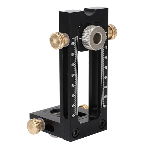 Itonash Holzbearbeitung Bohrer Puncher Locator, 2 in 1 Verstellbarer Dübel -Jig -Set mit 5 Bohrerbuchsen 6 8 10 12 15 Mm, Aluminiumlegierung Rostfrei, für Home Holzbearbeitung von Itonash