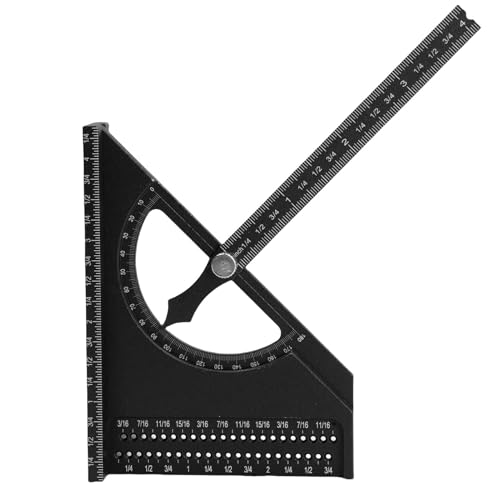 Itonash Holzbearbeitung Quadratischer Lineal, Aluminiumlegierung Multi-Winkel-Messwerkzeug mit Einem Halben Runden Zeiger und Dem Rechten Winkelquadrat für Holzbearbeitungsprojekte 0-180 (Schwarz) von Itonash