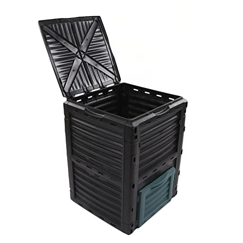 Itonash Kompostbehälter, 300L -Komposter mit Scharnierabdeckung und Entlüftung für Küchengarten, Robustes Plastikmaterial für den Gebrauch zu Hause und Im Freien von Itonash