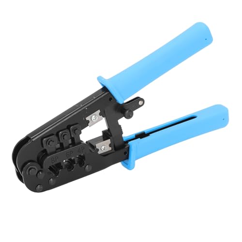 Itonash Netzwerk Kabel Crimp Zange, RJ45 Crimp Werkzeug mit Ratschen Struktur für 8P 6P 4P Steck Verbinder, Legierter Stahl und PP-Material, Profession Elles Ergonomisches Design von Itonash