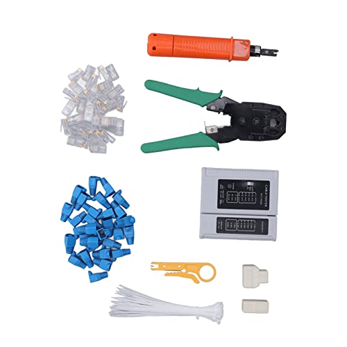 Itonash Netzwerk -Reparatur -Tool -Kit, Multi -Funktionskabel -Tester mit RJ45 RJ11 -Steckern und Kabelstripper für Cat5 Cat5e Cat6, Koaxialkabel RG58 RG59 von Itonash