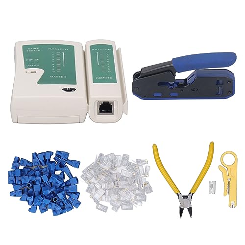 Itonash RJ45 Crimping Tool, Professionelles Netzwerkkabel Crimper Stripper Cutter für Cat5 Cat5e Cat6 mit 8p8c 6p -Kristallkopfpresse, Telefonleitungsscanner von Itonash