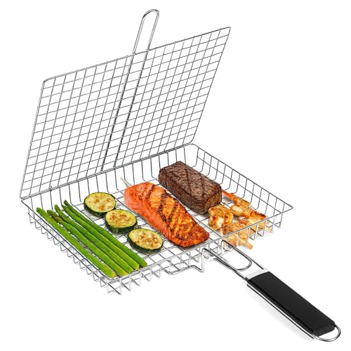 Edelstahl Grillkorb, Faltbarer Tragbarer Grillrost mit 3 Fächern, BBQ Tool für Fleisch, Fisch, Gemüse, Outdoor Camping Edelstahl Grillkorb, Faltbarer Tragbarer Grillrost mit 3 Fächern, BBQ Tool für Fleisch, Fisch, Gemüse, Outdoor Camping von Itoyx