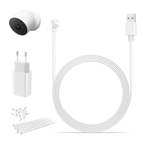 Itramax Kabel für Google Nest Cam Outdoor oder Indoor,Akku,3M Langes Wetterfestes Ladekabel mit Ladegerät 5V2A für Nest Kamera(Akku),Dauerladekabel,Outdoor Indoor Kabel von Itramax