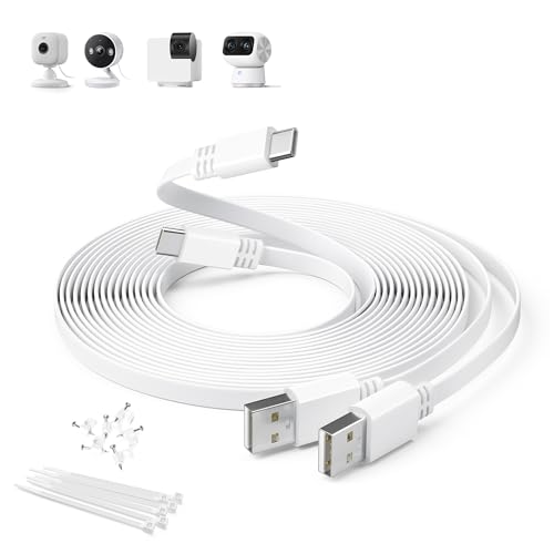 Itramax 6M Verlängerung für Blink Mini 2 Camera USB C Lang Weiß 2Pack,Extra Langes USBC Kabel Flach,Stromverlängerungskabel Sicherheitskameras Typ C 2.0 mit Petcube Cam 360,Eufy SoloCam C210/S340/S220 von Itramax