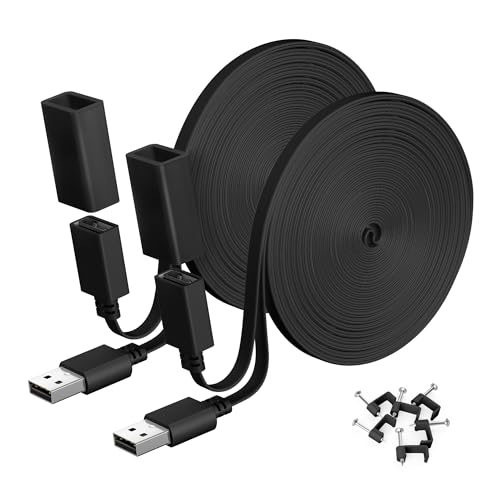 Itramax USB Kabel Verlängerung Flach 9M 2 Stück,Verlängerungs kabel USB auf Typ A für WYZE Cam V4/V3/V2,OG,Blink Outdoor 4th Gen,XT,Mini,Wasserdichtes USB Ladekabel für Indoor Outdoor von Itramax