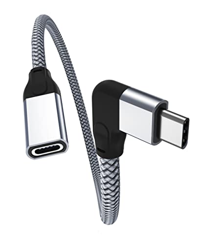 Itramax Winkel USB C Verlängerungskabel 0.2M Kurz,90 Grad Typ C 3.1 3.2 Gen2 10Gbps Buchse auf Stecker Adapter,Thunderbolt 3 Extension Kabel für iPhone 15 16 Pro,Samsung Galaxy A32 A33 A41 A42 A52 A54 von Itramax