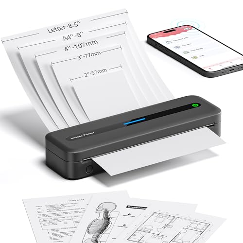 ItriAce M832 Thermodrucker A4, Bluetooth Mobiler Drucker ohne Patronen für Handy und Laptops, der Kompakte Drucker Unterstützt A4 Thermopapier und Eignet Sich für Zu Hause, Foto, Tattoo von ItriAce