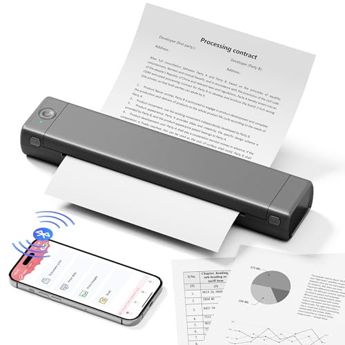 ItriAce M08F A4 Thermodrucker ohne Tinte, tragbarer Drucker ohne Kabel für Reisen, Zuhause, Studium, Tattoo, Bluetooth Thermodrucker kompatibel mit Laptops & Telefon, Grau von ItriAce