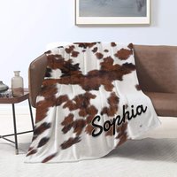 Personalisierte Sherpa Decke Kuhfell Print Mit Namen Kinder Oder Erwachsene Zimmer - Toll Für Eltern, Großeltern Custom Cow Throws Weihnachtsgeschenk von ItsASkin