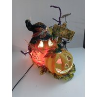 Vintage Gruselige Halloween Dekoration Hexen Kürbisse Led Lichter Plüsch | Regal von ItsNewLife