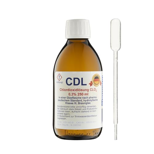 Ittermann CDL/CDs Chlordioxidlösung 0,3% 250ml für Wasserdesinfektion - Chlordioxid Tropfen mit Pipette für Wasseraufbereitung, CDs/CDL Lösung für Trinkwasseraufbereitung, Wasser Desinfektion von Ittermann