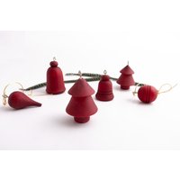 Rote Christbaumschmuck Aus Holz, 6Er Set, Handgemachte Weihnachtsdekoration, Gereihte Baumbehang Weihnachtsgeschenke von IuliaShopCom