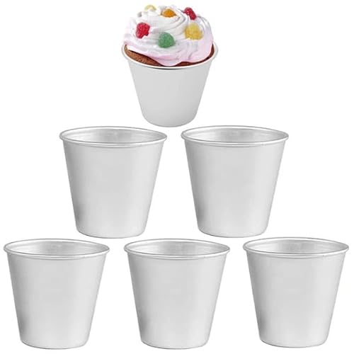 Iunipusy Premium Aluminium Dariole Formen Set von 6 - Antihaft, Hartanodisierte Backformen Tasse für Desserts, Pudding, Creme - Ofen- und Gefrierfest: für ein Vielfalt von Rezepten und Zutaten von Iunipusy