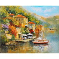 Landschaftsmalerei Druck, Mediterran Kunst, Leinwand Sommer Wand Boot Nautik Kunst Landschaftsmalerei Druck, Mediterran Kunst, Leinwand Sommer Wand Boot Nautik Kunst von IvMarART