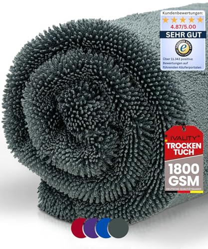 Ivality® Auto Trockentuch XXL 40x40 cm Ultra Saugstarke 1800 GSM Motorrad Twisted Towel mikrofasertuch - fusselfreie & Lack-schonende microfasertuch autopflege - & Auto Pflege von Ivality