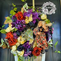 Halloween-Kranz Für Haustür Hexenkranz Gothic-Kranz Gruseliger Kranz Herbsttürkranz Gothic-Dekor Swag Halloween-Kranz Für Haustür Hexenkranz Gothic-Kranz Gruseliger Kranz Herbsttürkranz Gothic-Dekor Swag von IvannaWreaths