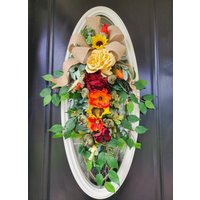 Herbsttürkränze Kürbiskranz Burgund Pfingstrosenkranz Sonnenblumenkranz Runde Jahreskränze Herbstkranz Etsy Teardrop-Kranz von IvannaWreaths