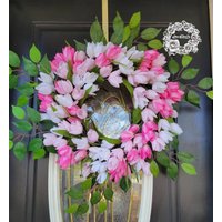 Türkranz Sommerkranz Frühlingskranz 20 Inch Rosa Kranz Tulpe Dekor Weinrebenkranz Osterkranz Geschenk Für Sie von IvannaWreaths