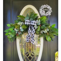 Türkranz Türhänger Weihnachtsdeko Landhaus Weihnachtskranz Weihnachtstürkis von IvannaWreaths