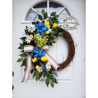 Zitronen Kränze Für Die Haustür Sommerkränze Frühlingskränze Gänseblümchen Kranz Bauernhauskranz Landkränze Dekor Citrus von IvannaWreaths