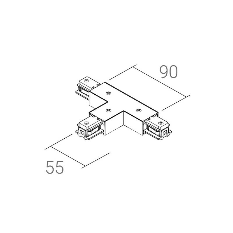 Ivela T-Verbinder SQUARE 48 V, schwarz, Schutzleiter links von Ivela