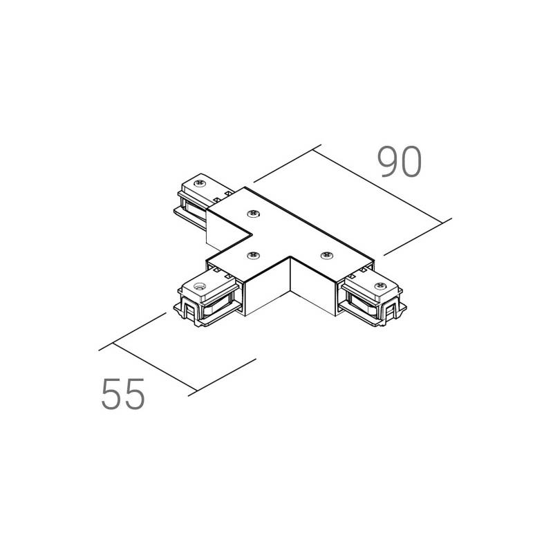 Ivela T-Verbinder SQUARE 48 V, schwarz, Schutzleiter rechts von Ivela