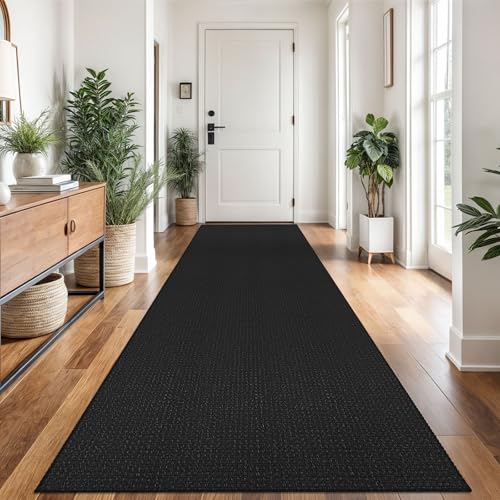 Ivissy Geflochtener Läufer, 90 x 300 cm, waschbar, Läufer für Flur, rutschfest, Baumwolle, langer Eingangsläufer für Innenbereich, gewebter Teppich für Flur, Küche, Eingang, Schwarz Ivissy Geflochtener Läufer, 90 x 300 cm, waschbar, Läufer für Flur, rutschfest, Baumwolle, langer Eingangsläufer für Innenbereich, gewebter Teppich für Flur, Küche, Eingang, Schwarz von Ivissy