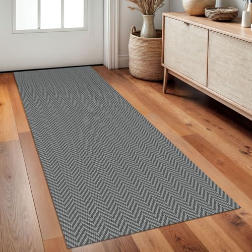 Ivissy Läufer, waschbar, Läufer für Flur, Küche, mit Gummi-Rückseite, Baumwolle, Eingangsbereich, für Flur, Küche, Schlafzimmer, 60 x 152 cm, Anthrazitgrau/Grau Ivissy Läufer, waschbar, Läufer für Flur, Küche, mit Gummi-Rückseite, Baumwolle, Eingangsbereich, für Flur, Küche, Schlafzimmer, 60 x 152 cm, Anthrazitgrau/Grau von Ivissy
