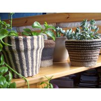 Pflanztopf Übertopf Blumenvase Set 3Er Stripy Covers Cozies Handgestrickt von Ivolgaknits