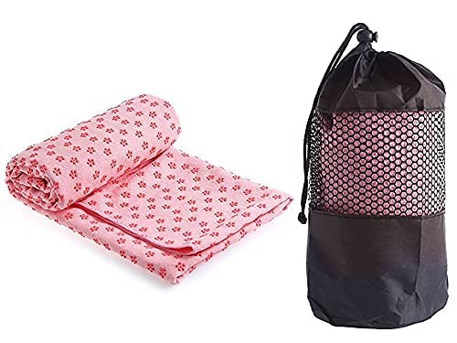 GIMIRO Yoga Handtuch rutschfest - Mikrofaser Yogatuch schnelltrocknend - Yogahandtuch Antirutsch ideal für Matte,Hot Yoga, 183 x 61 cm (pink) von GIMIRO