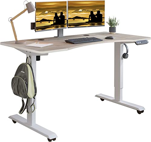 IvyIvy Schreibtisch Höhenverstellbar Elektrisch, Sitz- & Stehpult mit 4 Memory-Steuerung, Spleißbrett Tischplatte (Eiche, 76 x 140 cm) von IvyIvy