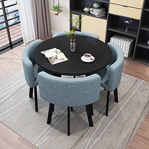 Bürokonferenztisch, kleiner Konferenzraum, Esstisch-Set für 4 Personen, runder einfacher Couchtisch mit Stuhl-Set, Geschäftsempfang, 1 Tisch, 4 Stühle, Kombination, für Familie, Wohnung, Arbeitszimmer Bürokonferenztisch, kleiner Konferenzraum, Esstisch-Set für 4 Personen, runder einfacher Couchtisch mit Stuhl-Set, Geschäftsempfang, 1 Tisch, 4 Stühle, Kombination, für Familie, Wohnung, Arbeitszimmer von IvyLoutish