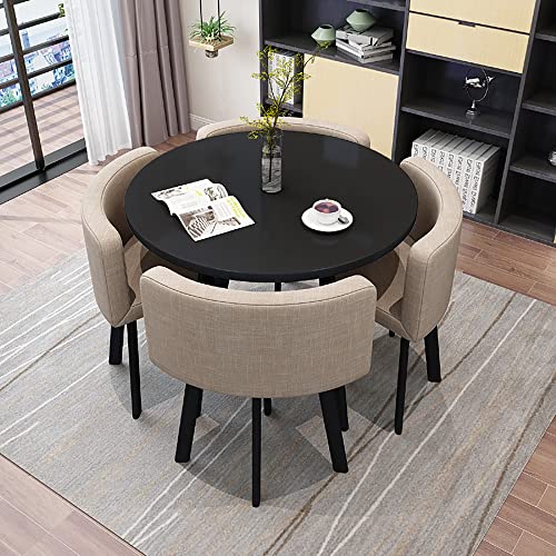 Bürokonferenztisch, kleiner Konferenzraum, Esstisch-Set für 4 Personen, runder einfacher Couchtisch mit Stuhl-Set, Geschäftsempfang, 1 Tisch, 4 Stühle, Kombination, für Familie, Wohnung, Arbeitszimmer Bürokonferenztisch, kleiner Konferenzraum, Esstisch-Set für 4 Personen, runder einfacher Couchtisch mit Stuhl-Set, Geschäftsempfang, 1 Tisch, 4 Stühle, Kombination, für Familie, Wohnung, Arbeitszimmer von IvyLoutish