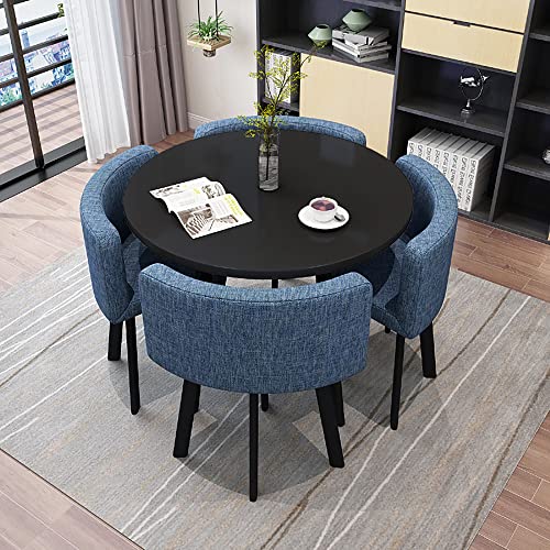 Bürokonferenztisch, kleiner Konferenzraum, Esstisch-Set für 4 Personen, runder einfacher Couchtisch mit Stuhl-Set, Geschäftsempfang, 1 Tisch, 4 Stühle, Kombination, für Familie, Wohnung, Arbeitszimmer Bürokonferenztisch, kleiner Konferenzraum, Esstisch-Set für 4 Personen, runder einfacher Couchtisch mit Stuhl-Set, Geschäftsempfang, 1 Tisch, 4 Stühle, Kombination, für Familie, Wohnung, Arbeitszimmer von IvyLoutish