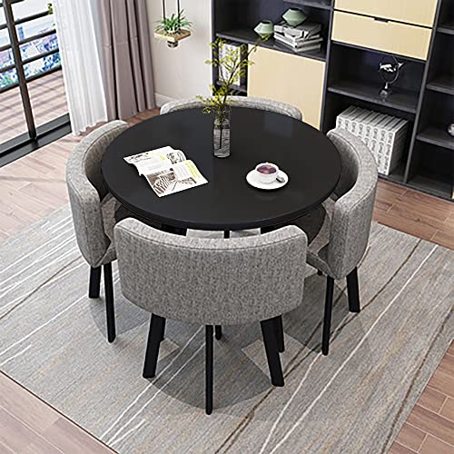 Bürokonferenztisch, kleiner Konferenzraum, Esstisch-Set für 4 Personen, runder einfacher Couchtisch mit Stuhl-Set, Geschäftsempfang, 1 Tisch, 4 Stühle, Kombination, für Familie, Wohnung, Arbeitszimmer Bürokonferenztisch, kleiner Konferenzraum, Esstisch-Set für 4 Personen, runder einfacher Couchtisch mit Stuhl-Set, Geschäftsempfang, 1 Tisch, 4 Stühle, Kombination, für Familie, Wohnung, Arbeitszimmer von IvyLoutish