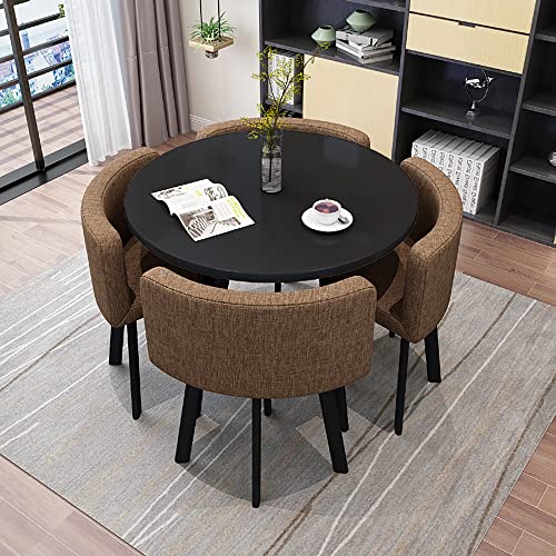 Bürokonferenztisch, kleiner Konferenzraum, Esstisch-Set für 4 Personen, runder einfacher Couchtisch mit Stuhl-Set, Geschäftsempfang, 1 Tisch, 4 Stühle, Kombination, für Familie, Wohnung, Arbeitszimmer Bürokonferenztisch, kleiner Konferenzraum, Esstisch-Set für 4 Personen, runder einfacher Couchtisch mit Stuhl-Set, Geschäftsempfang, 1 Tisch, 4 Stühle, Kombination, für Familie, Wohnung, Arbeitszimmer von IvyLoutish