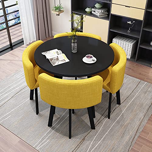 Bürokonferenztisch, kleiner Konferenzraum, Esstisch-Set für 4 Personen, runder einfacher Couchtisch mit Stuhl-Set, Geschäftsempfang, 1 Tisch, 4 Stühle, Kombination, für Familie, Wohnung, Arbeitszimmer Bürokonferenztisch, kleiner Konferenzraum, Esstisch-Set für 4 Personen, runder einfacher Couchtisch mit Stuhl-Set, Geschäftsempfang, 1 Tisch, 4 Stühle, Kombination, für Familie, Wohnung, Arbeitszimmer von IvyLoutish