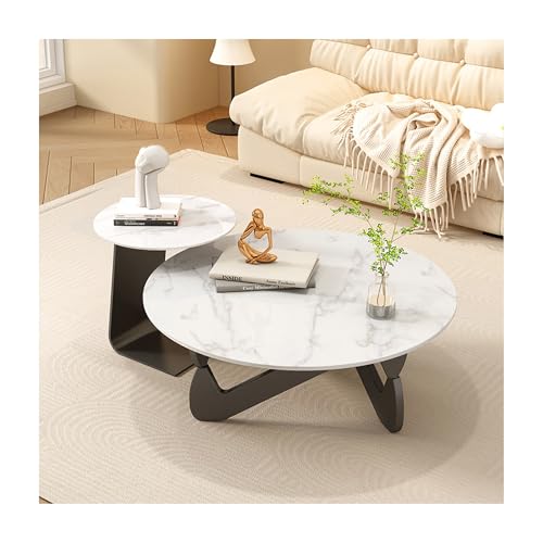 IvyLoutish 2-teiliges rundes Couchtisch-Set, Mitte des Jahrhunderts, moderne Kombination, Teetisch, Wohnzimmer, Esstisch, Schiefer, Schreibtisch, runde Ecke, dicker Beistelltisch für Balkon (schwarz + IvyLoutish 2-teiliges rundes Couchtisch-Set, Mitte des Jahrhunderts, moderne Kombination, Teetisch, Wohnzimmer, Esstisch, Schiefer, Schreibtisch, runde Ecke, dicker Beistelltisch für Balkon (schwarz + von IvyLoutish