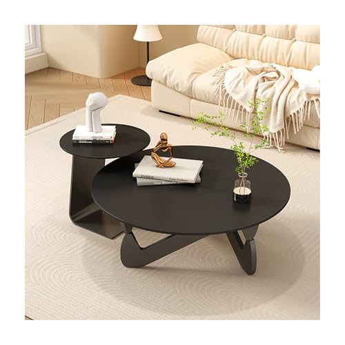 IvyLoutish 2-teiliges rundes Couchtisch-Set, Mitte des Jahrhunderts, moderne Kombination, Teetisch, Wohnzimmer, Esstisch, Schiefer, Schreibtisch, runde Ecke, dicker Beistelltisch für Balkon (schwarz + IvyLoutish 2-teiliges rundes Couchtisch-Set, Mitte des Jahrhunderts, moderne Kombination, Teetisch, Wohnzimmer, Esstisch, Schiefer, Schreibtisch, runde Ecke, dicker Beistelltisch für Balkon (schwarz + von IvyLoutish