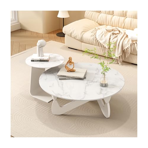 IvyLoutish 2-teiliges rundes Couchtisch-Set, Mitte des Jahrhunderts, moderne Kombination, Teetisch, Wohnzimmer, Esstisch, Schiefer, Schreibtisch, runde Ecke, dicker Beistelltisch für Balkon (weiß + IvyLoutish 2-teiliges rundes Couchtisch-Set, Mitte des Jahrhunderts, moderne Kombination, Teetisch, Wohnzimmer, Esstisch, Schiefer, Schreibtisch, runde Ecke, dicker Beistelltisch für Balkon (weiß + von IvyLoutish