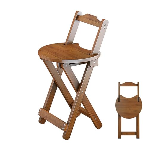 IvyLoutish 45,7 cm / 63,2 cm / 76,2 cm großer Bambus-Barhocker mit Rückenlehne, zusammenklappbarer Esszimmerstuhl für Erwachsene, Küche mit 100 kg Kapazität (Braun, 45 cm) von IvyLoutish