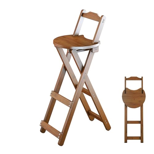 IvyLoutish 45,7 cm / 63,2 cm / 76,2 cm großer Bambus-Barhocker mit Rückenlehne, zusammenklappbarer Esszimmerstuhl für Erwachsene, Küche mit 100 kg Kapazität (Braun, 75 cm) von IvyLoutish
