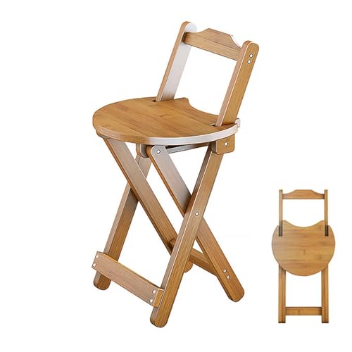 IvyLoutish 45,7 cm / 63,2 cm / 76,2 cm großer Bambus-Barhocker mit Rückenlehne, zusammenklappbarer Esszimmerstuhl für Erwachsene, Küche mit 100 kg Kapazität (Natur, 45 cm) von IvyLoutish