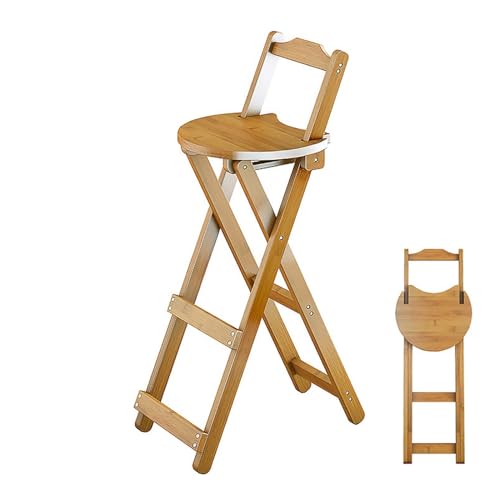 IvyLoutish 45,7 cm / 63,2 cm / 76,2 cm großer Bambus-Barhocker mit Rückenlehne, zusammenklappbarer Esszimmerstuhl für Erwachsene, Küche mit 100 kg Kapazität (Natur, 75 cm) von IvyLoutish