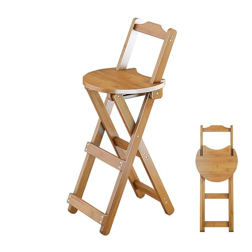 IvyLoutish 45,7 cm / 63,2 cm / 76,2 cm großer Bambus-Barhocker mit Rückenlehne, zusammenklappbarer Esszimmerstuhl für Erwachsene, Küche mit 100 kg Kapazität (natürlich, 62 cm) von IvyLoutish