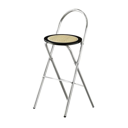 IvyLoutish 45,7 cm / 66,2 cm / 76,2 cm Stahlhocker mit Rückenlehne, keine Montage, faltbarer Küchenstuhl, Rattankissen für Innenbereich, Wohnung, Esszimmer (Schwarz, 65 cm) von IvyLoutish