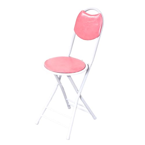 IvyLoutish 45,7 cm runder klappbarer Barhocker, faltbarer PU-gepolsterter Frühstücksstuhl, tragbarer Küchenstuhl mit Rückenlehne und Fußstütze für Zuhause, Restaurant, Büro (Rosa) von IvyLoutish